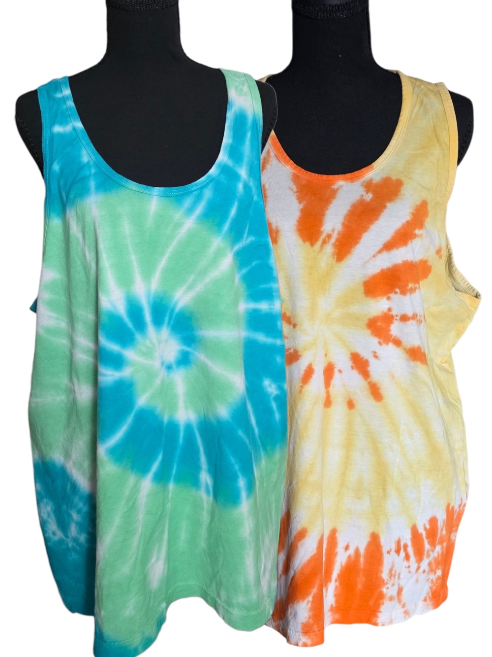 Paperbacks Tie-Dye Tank Top — Blue, Green & Yellow, Orange